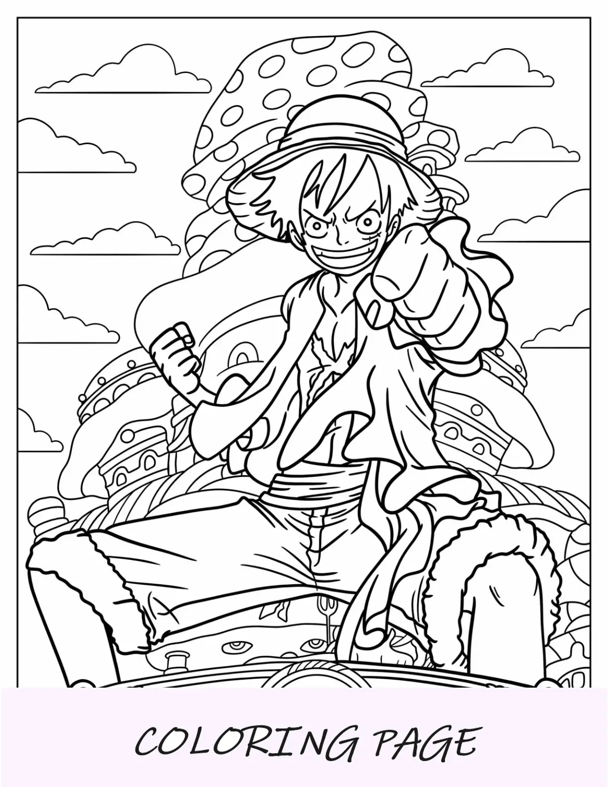 Dibujo para colorear de Monkey D. Luffy golpeando el aire