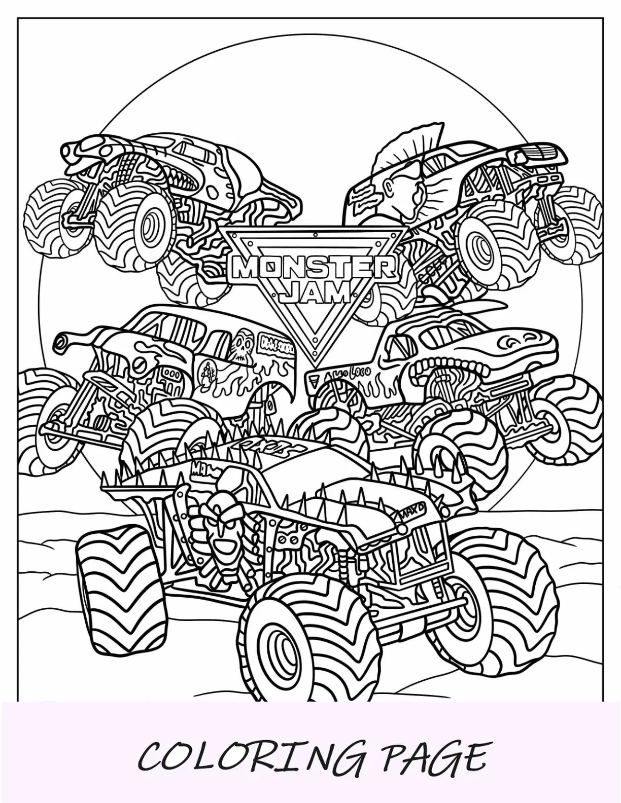 Monster Jam Pagina da colorare di poster con camion