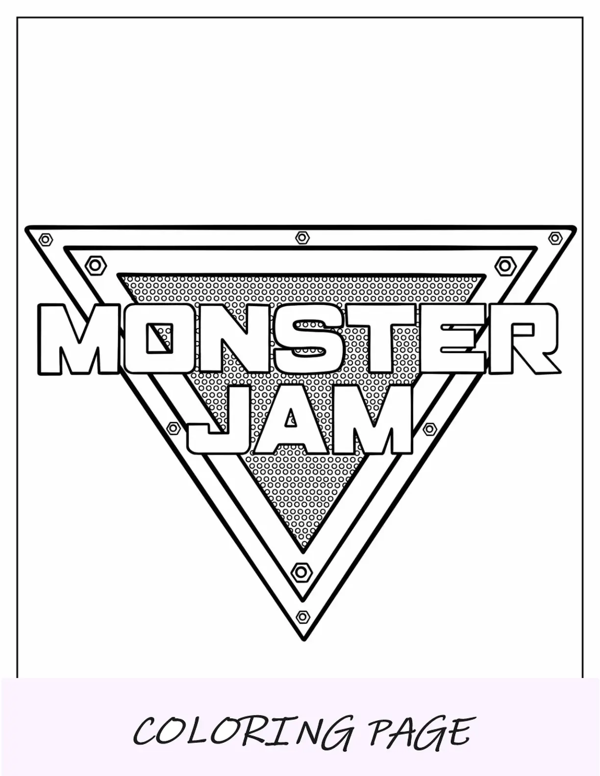 Pagina da colorare di Monster Jam del logo