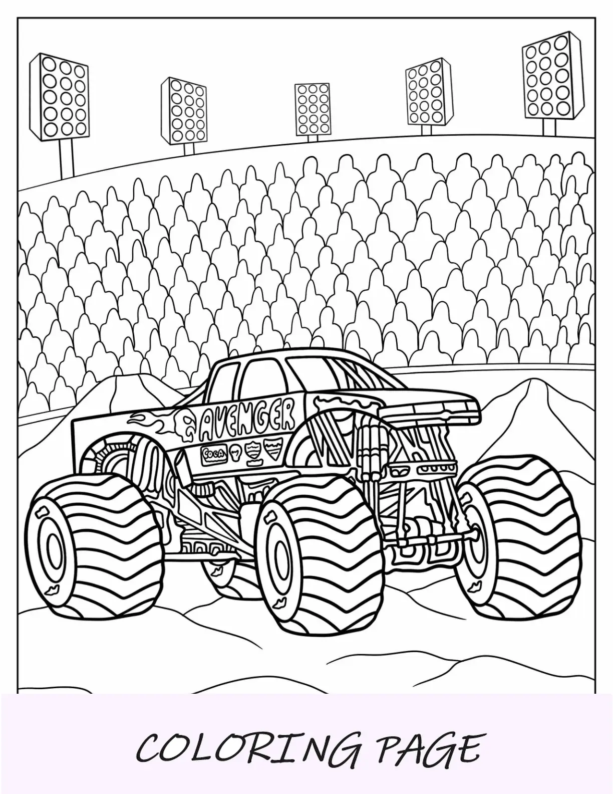 Monster Jam Pagina da colorare di Avenger nell'arena
