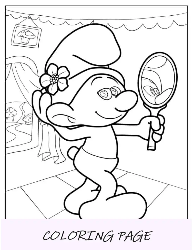 Desenho para colorir da árvore de Natal dos Smurfs
