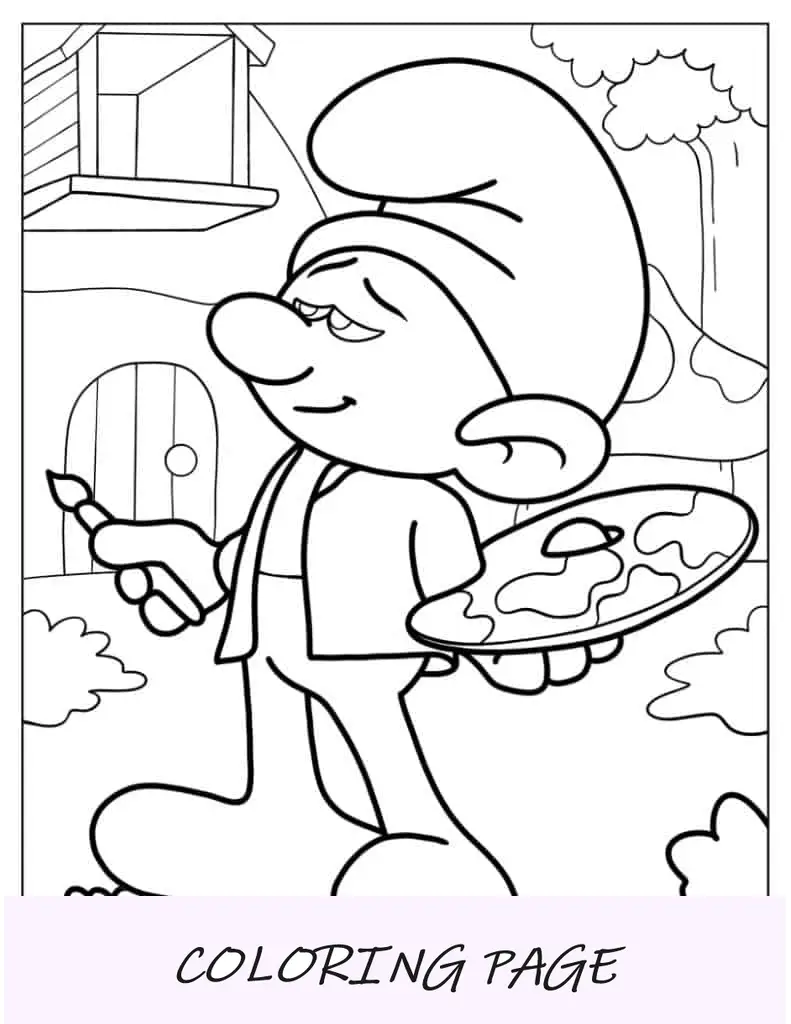 Esboço fácil da página para colorir do Smurf robusto para crianças