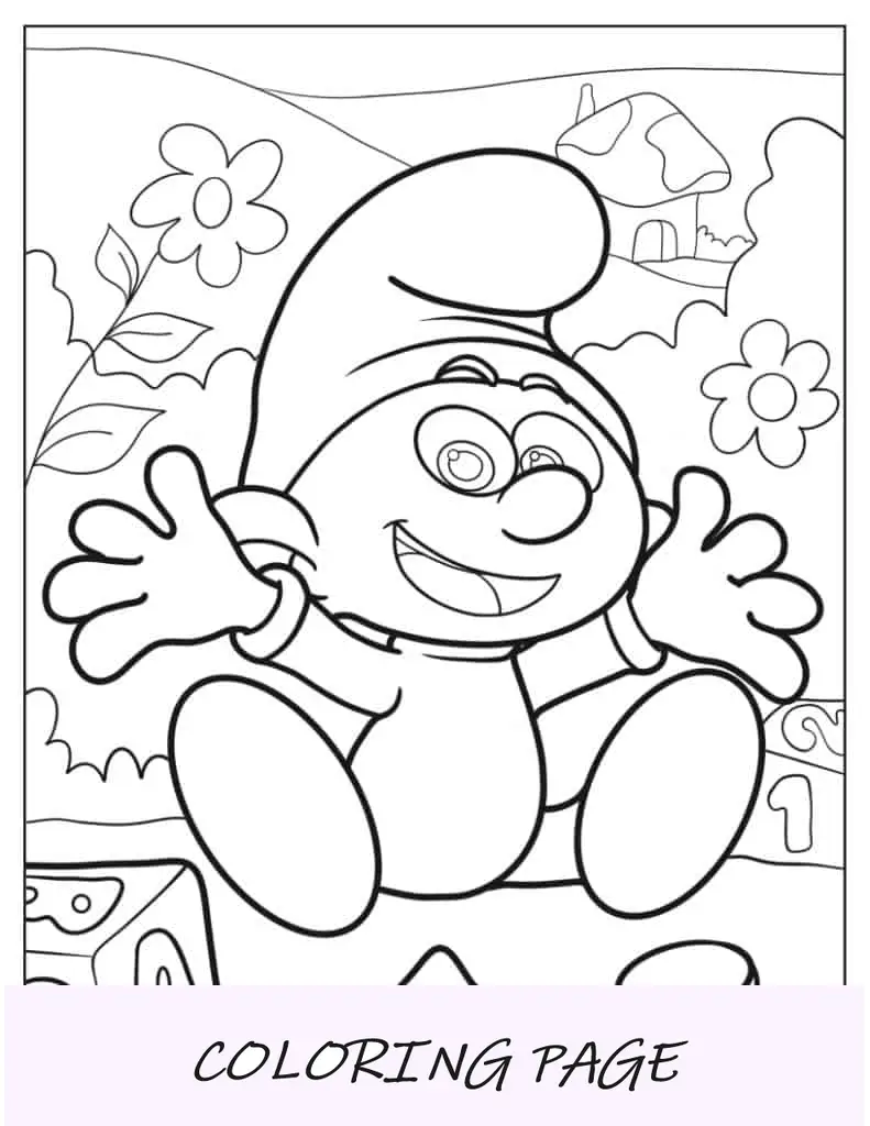 Página para colorir do Chef Smurf Cooking