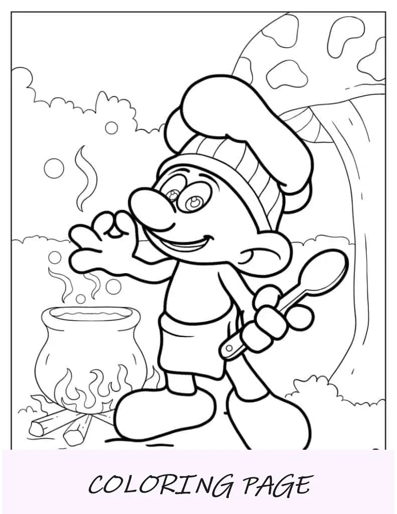 Smurf desajeitado tropeçando na rocha