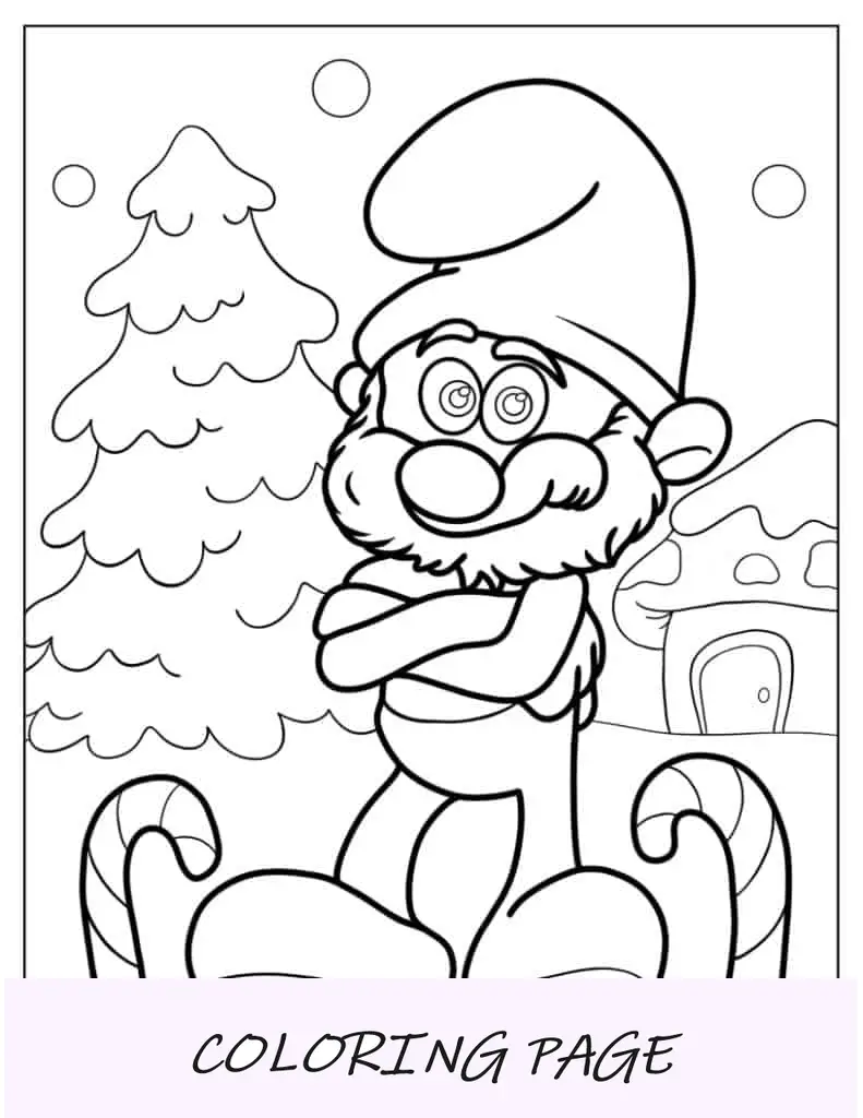 Papai Noel Smurf carregando presentes de Natal