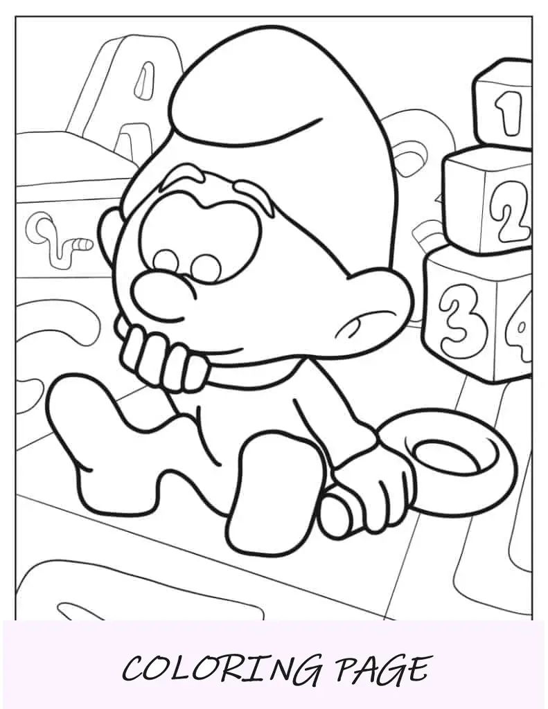 Smurf prático segurando martelo
