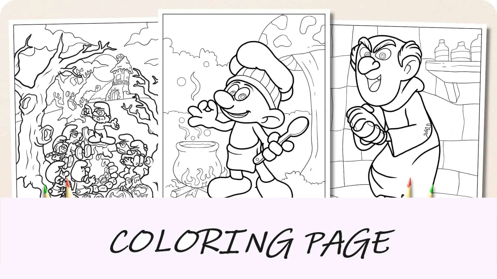 Imagem em destaque de páginas para colorir Smurf