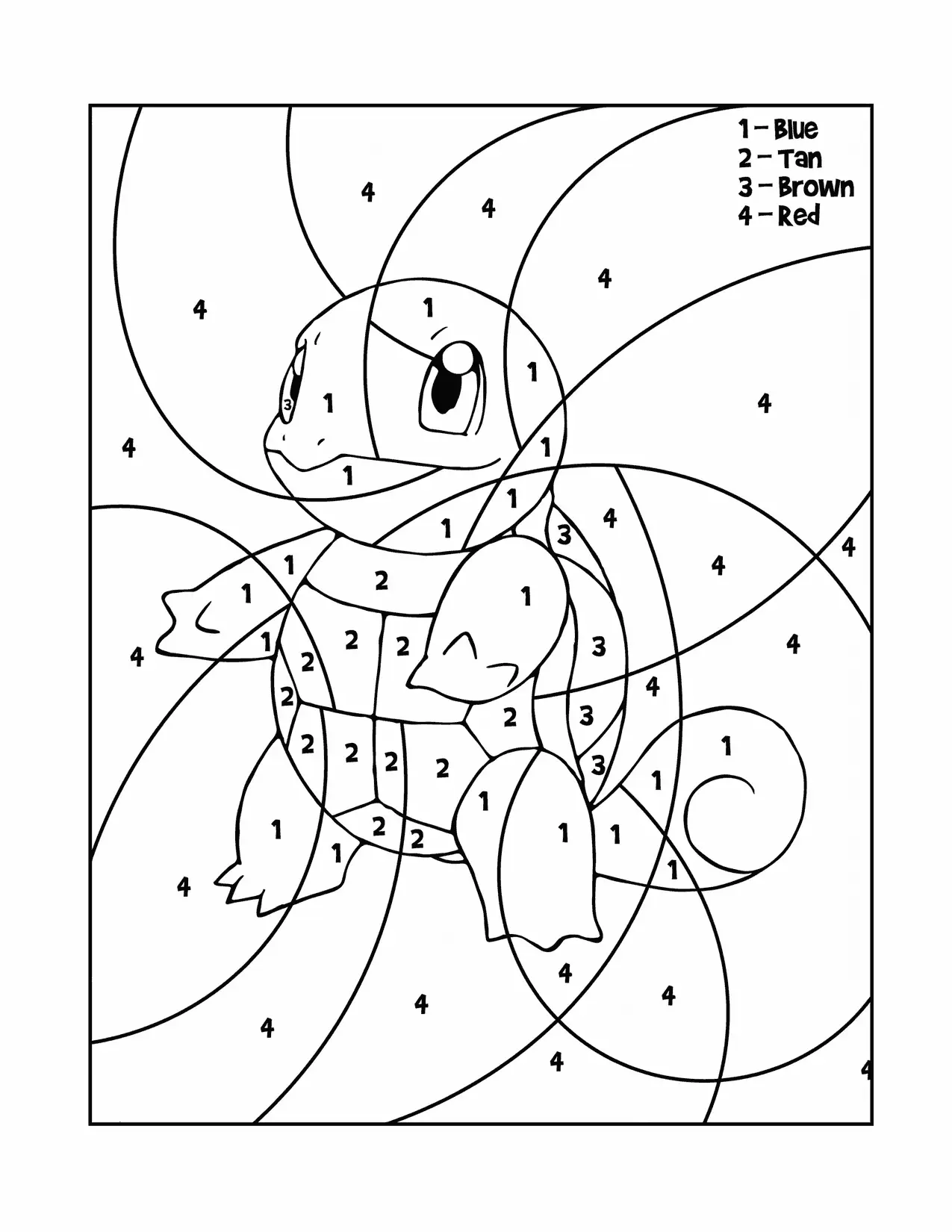 Squirtle Color By Numbers