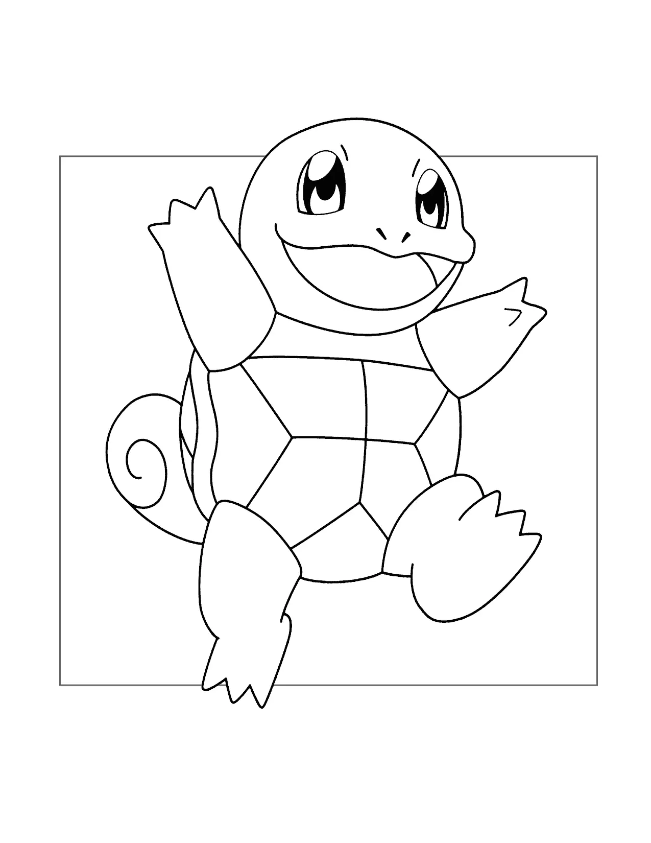 Squirtle Pokemon Jumping Coloring Page