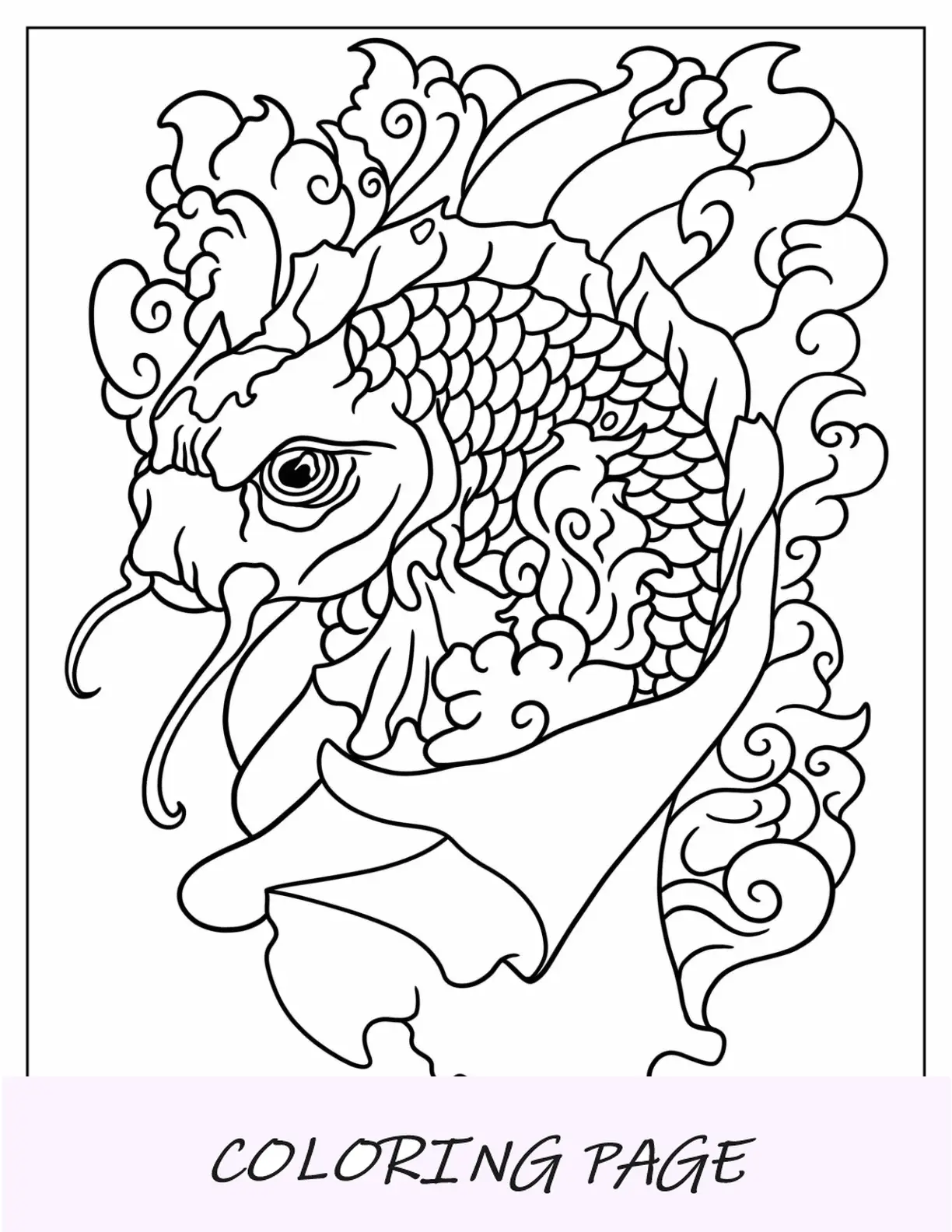 Tatuaje De Un Koi Majestuoso Rodeado De Humo Para Colorear