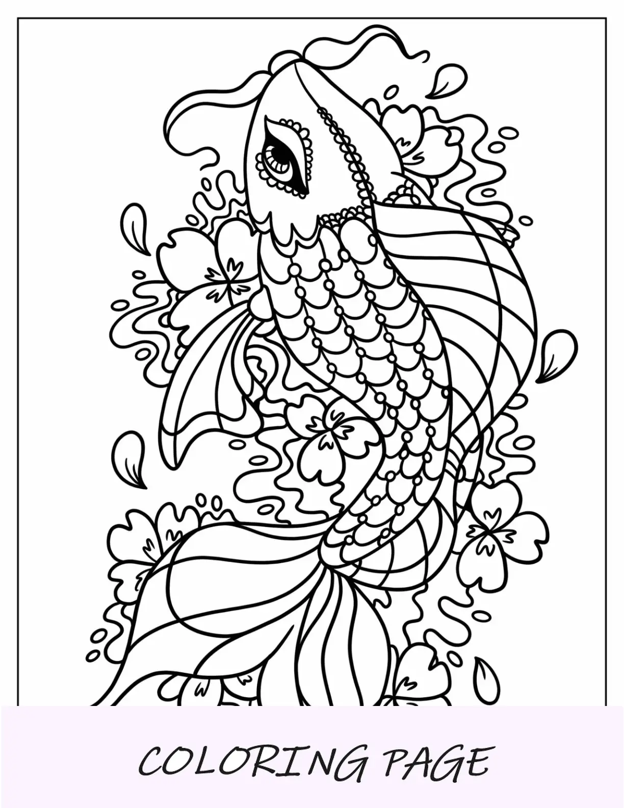 Tatuaje De Pez Koi Kawaii Con Agua Y Tatuaje De Loto Para Colorear