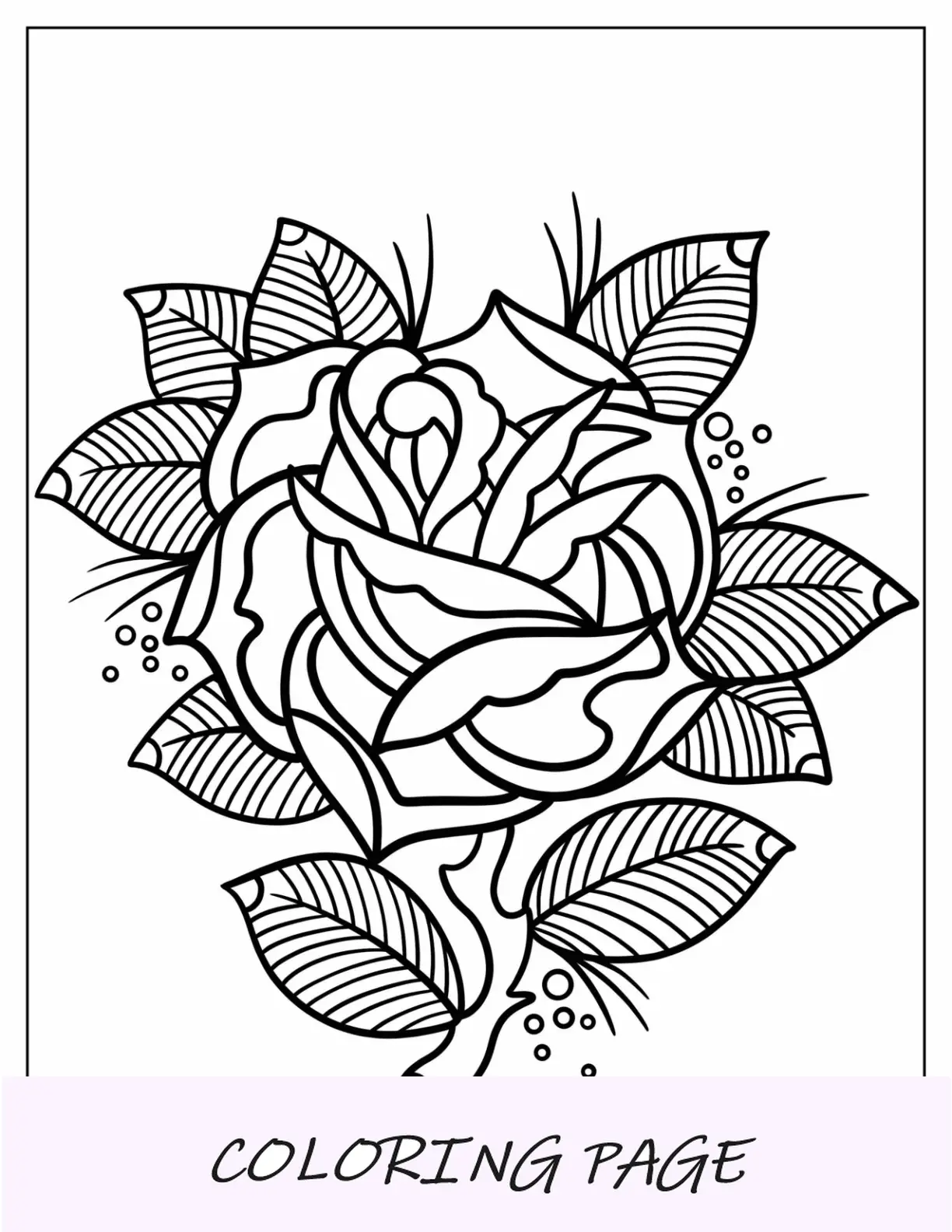 Tatuaje intrincado de rosa con hojas para colorear para niños