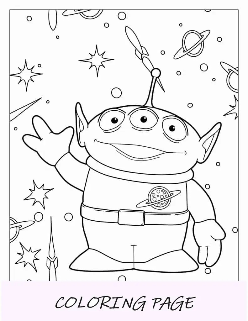 Einfache Malseite von Toy Story Alien