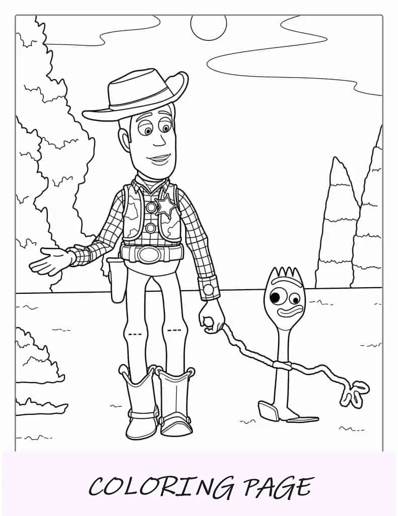 Malvorlage Woody und Spork