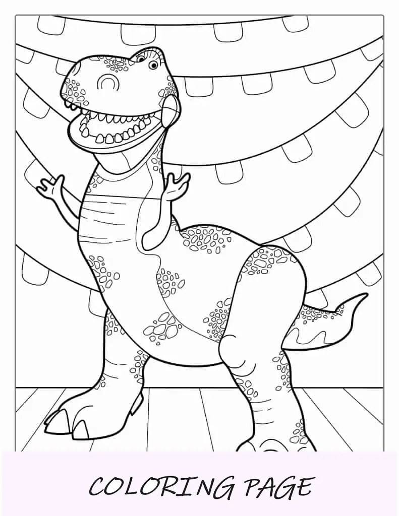 Malvorlage von Rex, dem Dinosaurier
