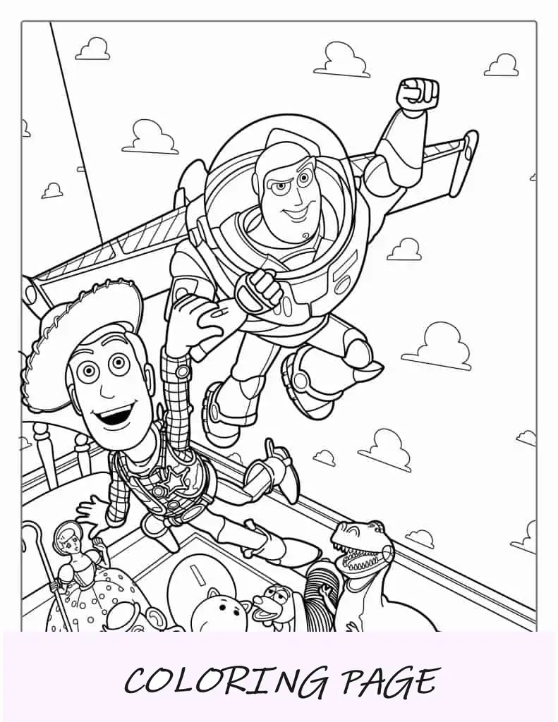 Buzz Lightyear fliegt mit Woody