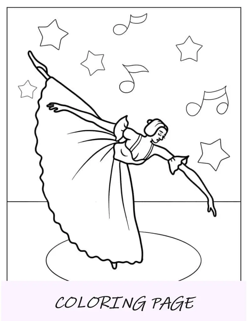 Página para colorir de bailarina clássica