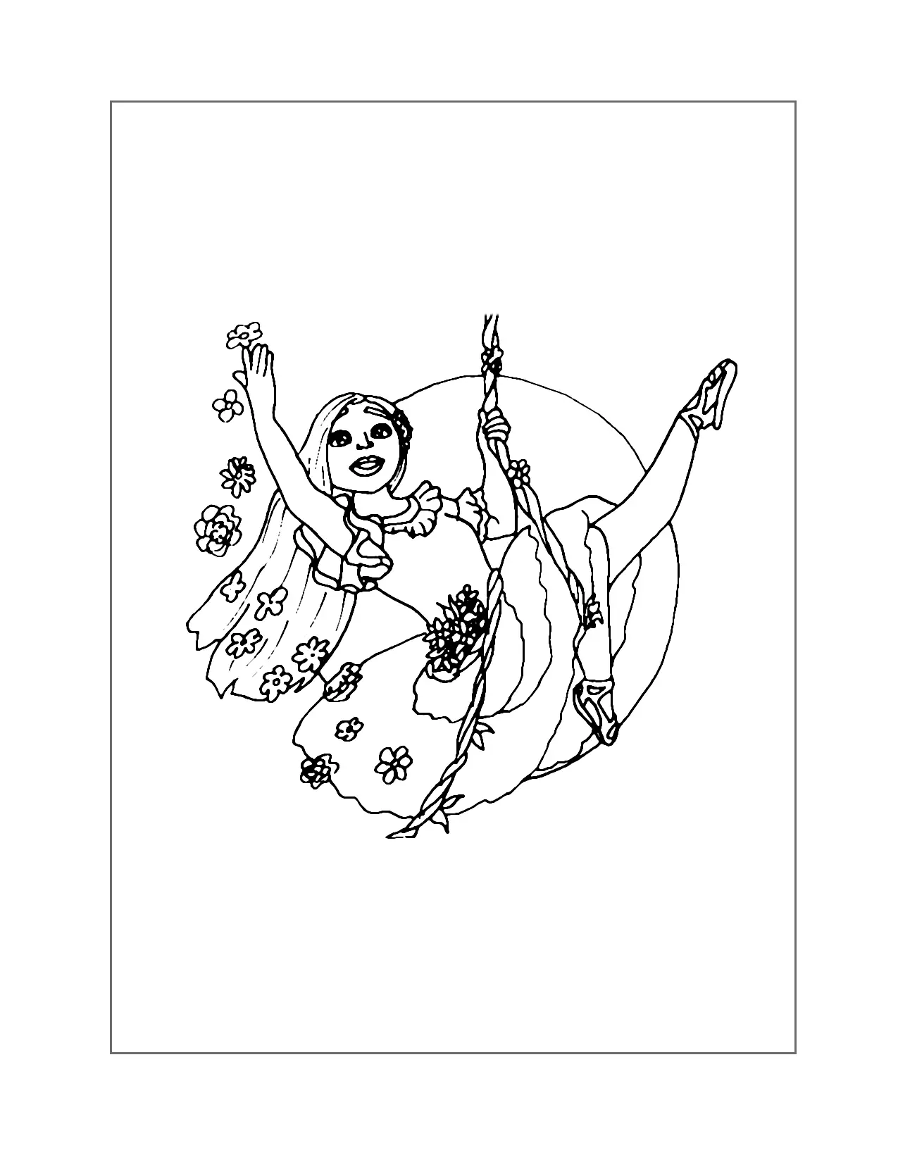 Isabella Swinging Encanto Coloring Page