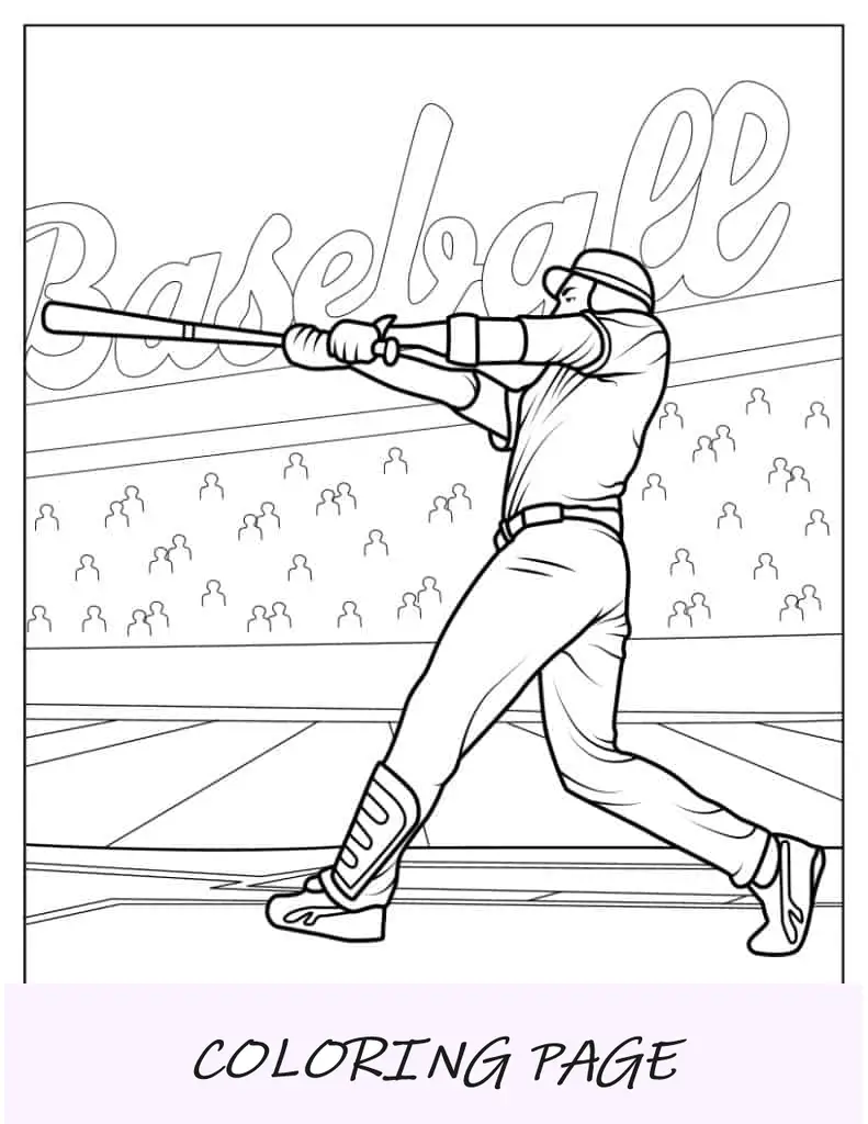 Batedor de beisebol fazendo um home run para colorir