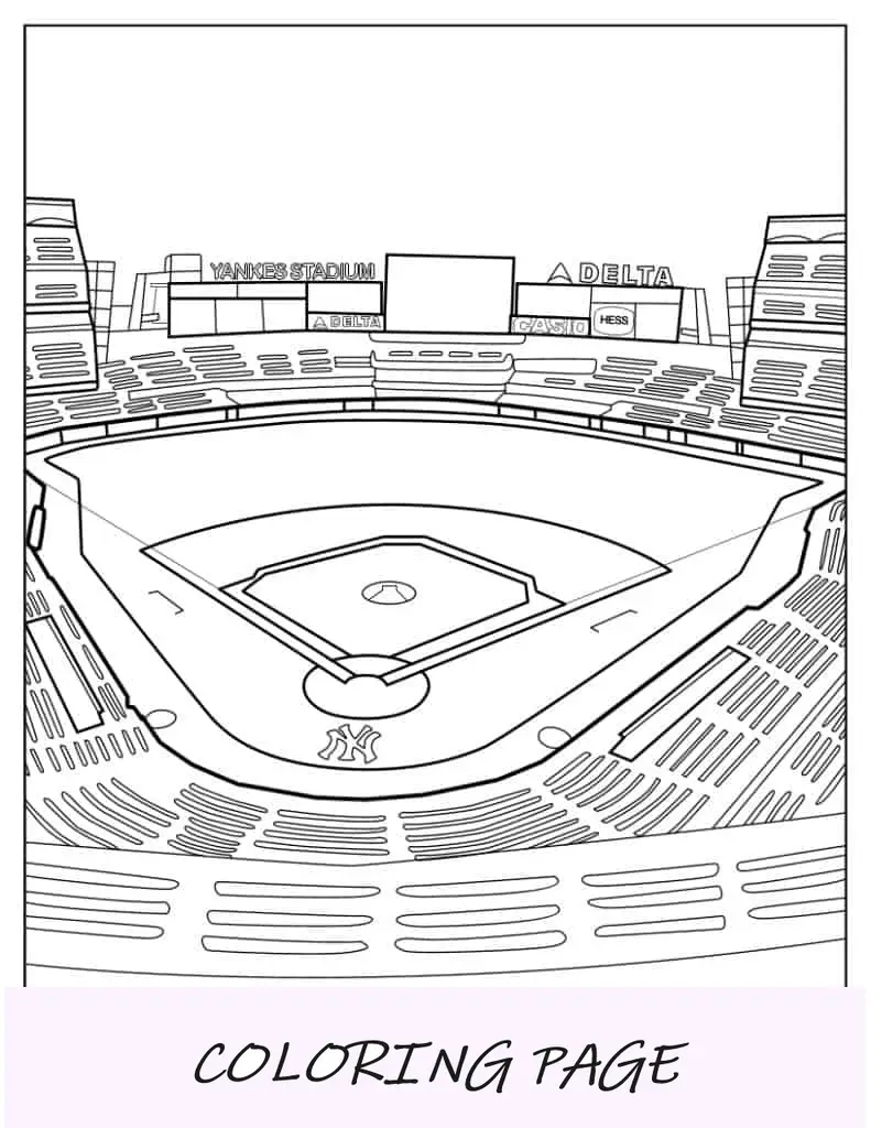 Página para colorir do estádio de beisebol