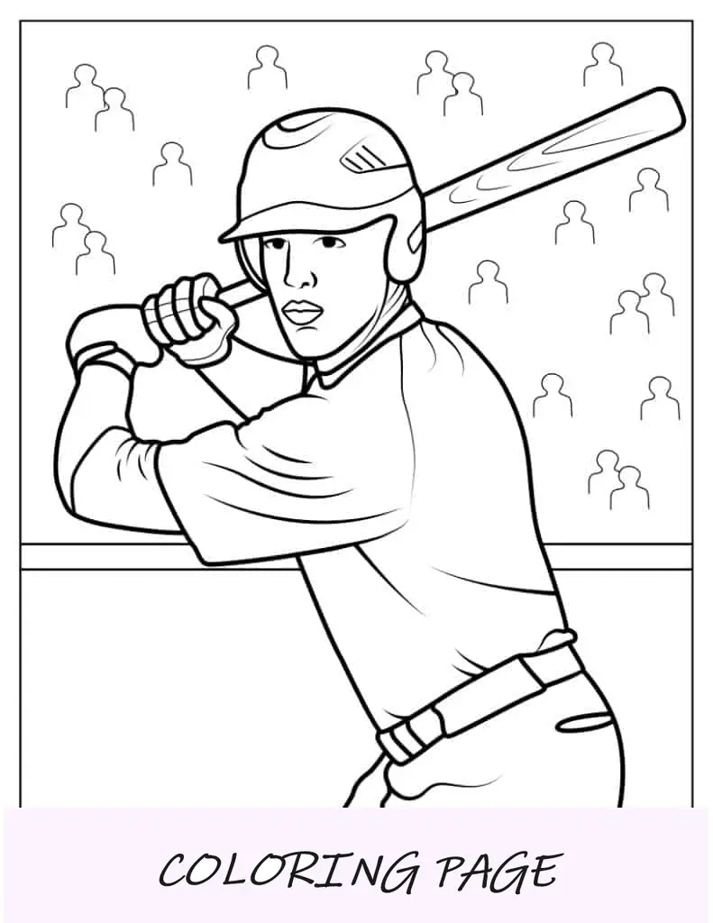 Batedor de beisebol pronto para colorir