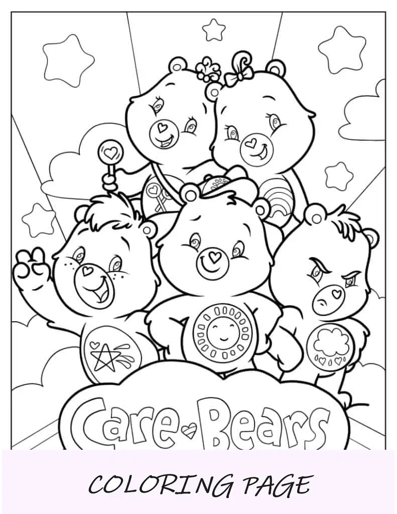 Kawaii Baby Care Bears da colorare per bambini