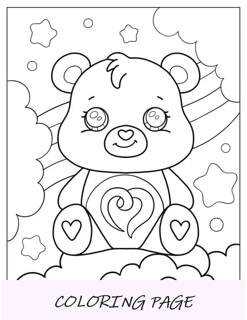 Foglio da colorare simpatico orso insieme per bambini in età prescolare