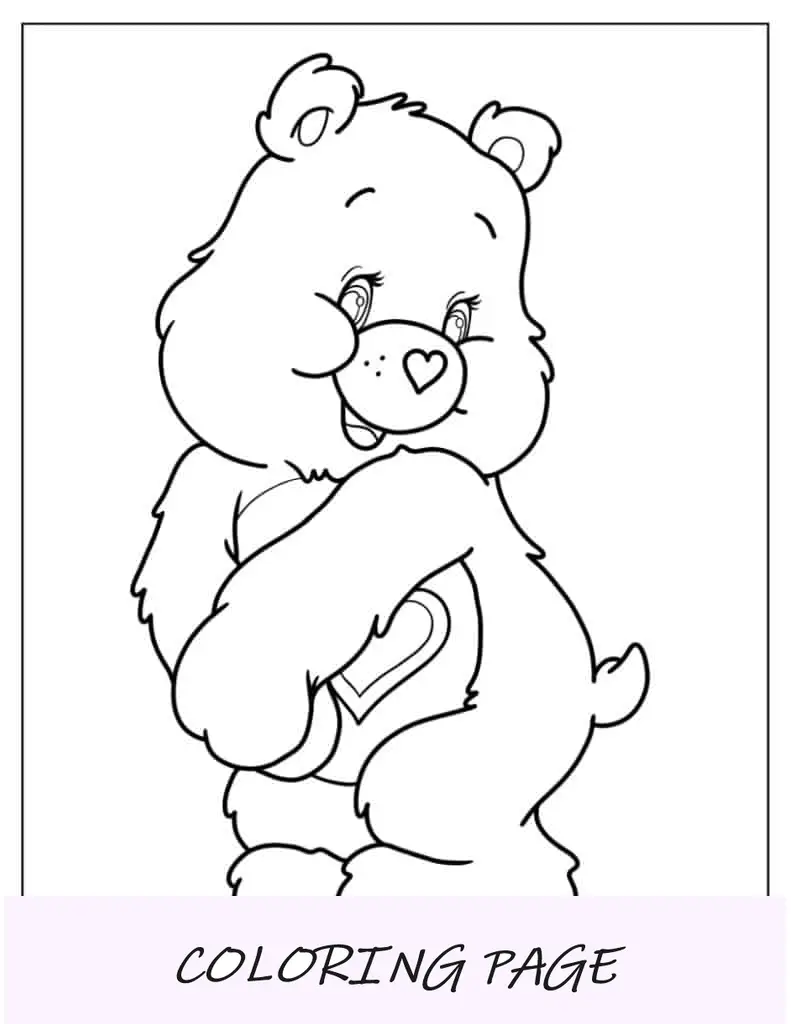 Simpatico orsetto dal cuore tenero da colorare per bambini in età prescolare