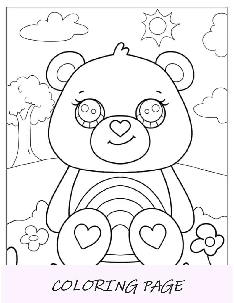 Orso Cheer Cartoon da colorare per i bambini