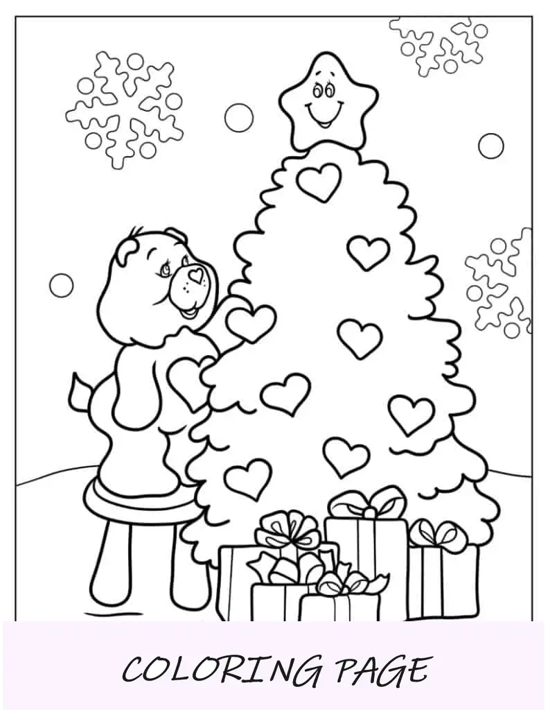 Orso Tenerocuore che decora l'albero di Natale