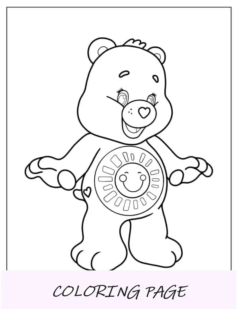 Semplice contorno della pagina da colorare sorridente dell'orso Funshine