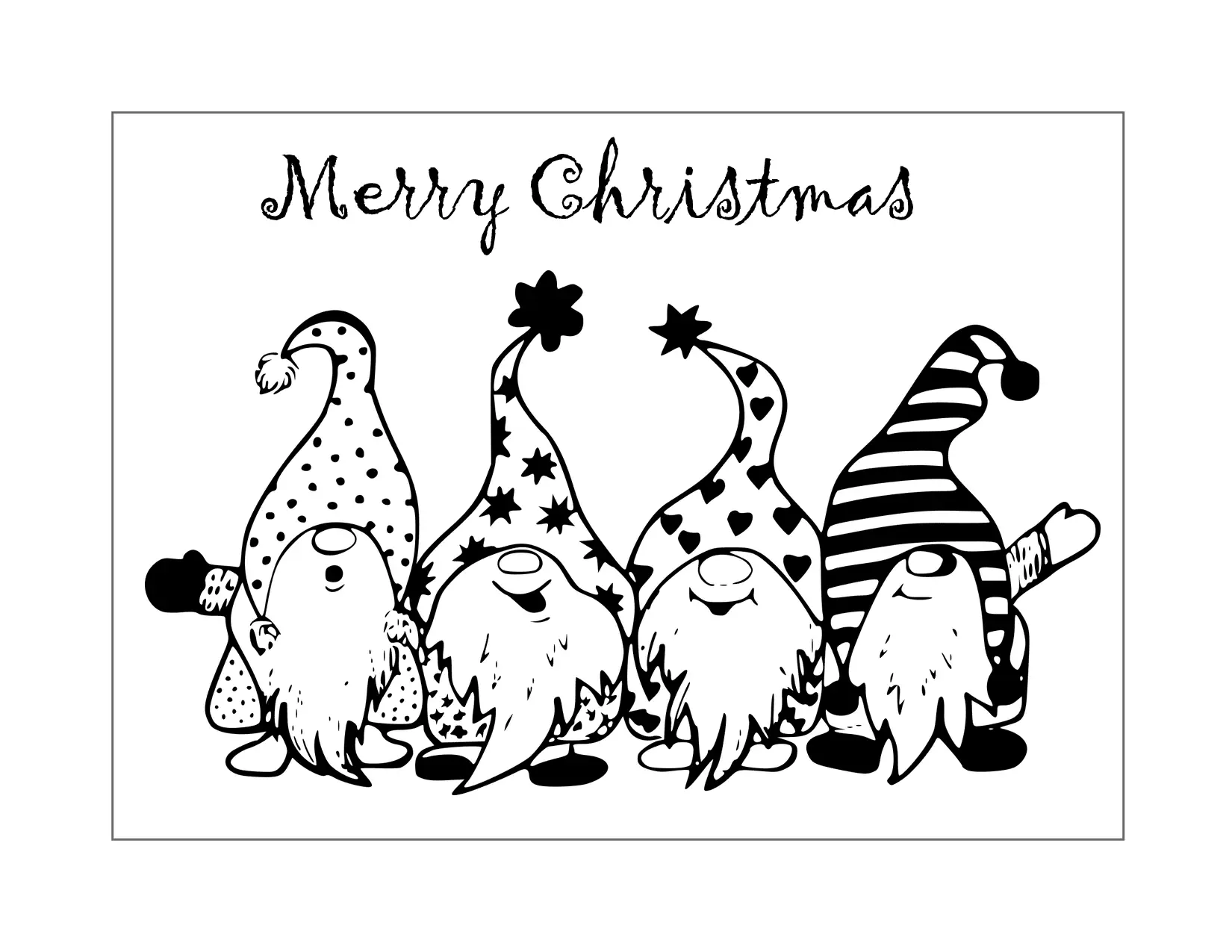 Merry Christmas Gnomes Coloring Page