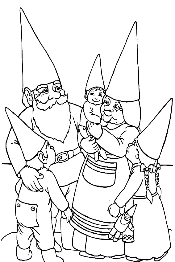 Gnome Family Coloring Page