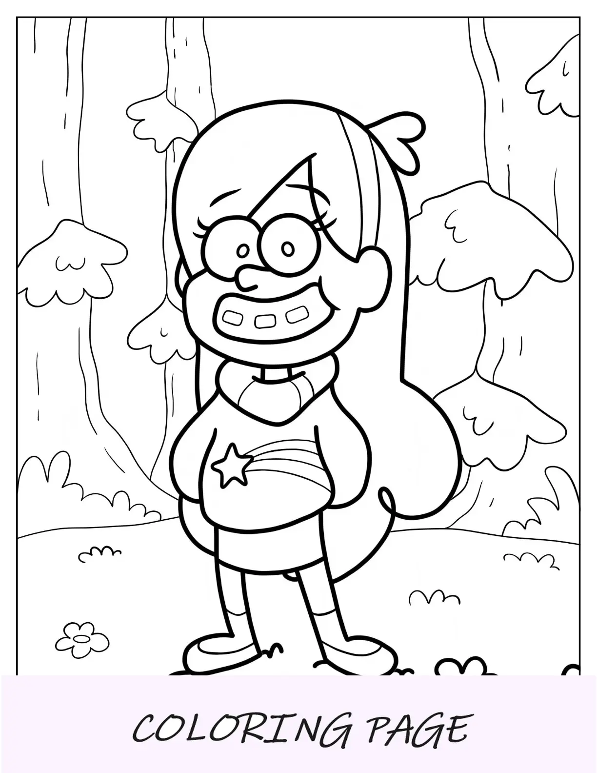 Mabel e Dipper Pines fuori dal cottage da colorare