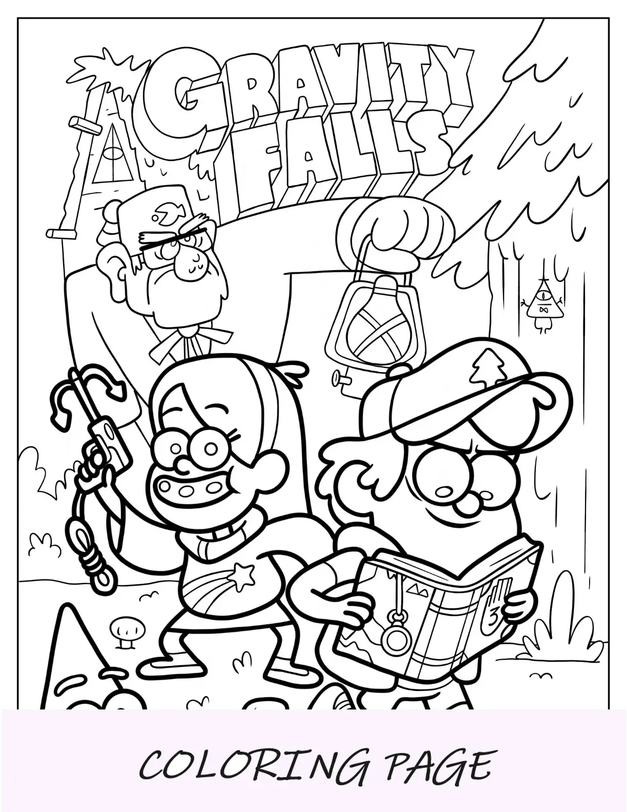 Dipper Pines Contorno All'interno Della Cabina Pagina Da Colorare Per Bambini