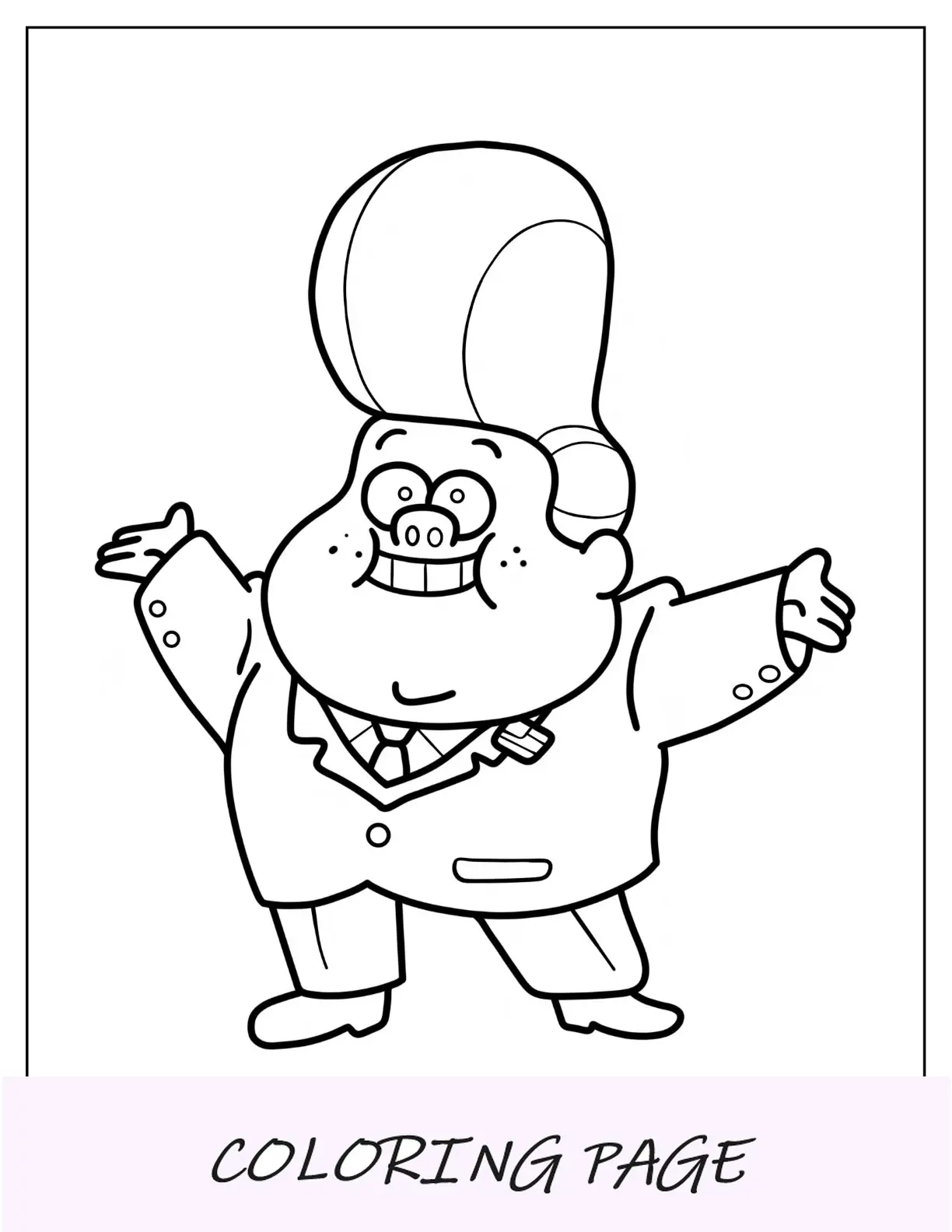 Pagina da colorare di Grunkle Stan Pines in Gravity Falls