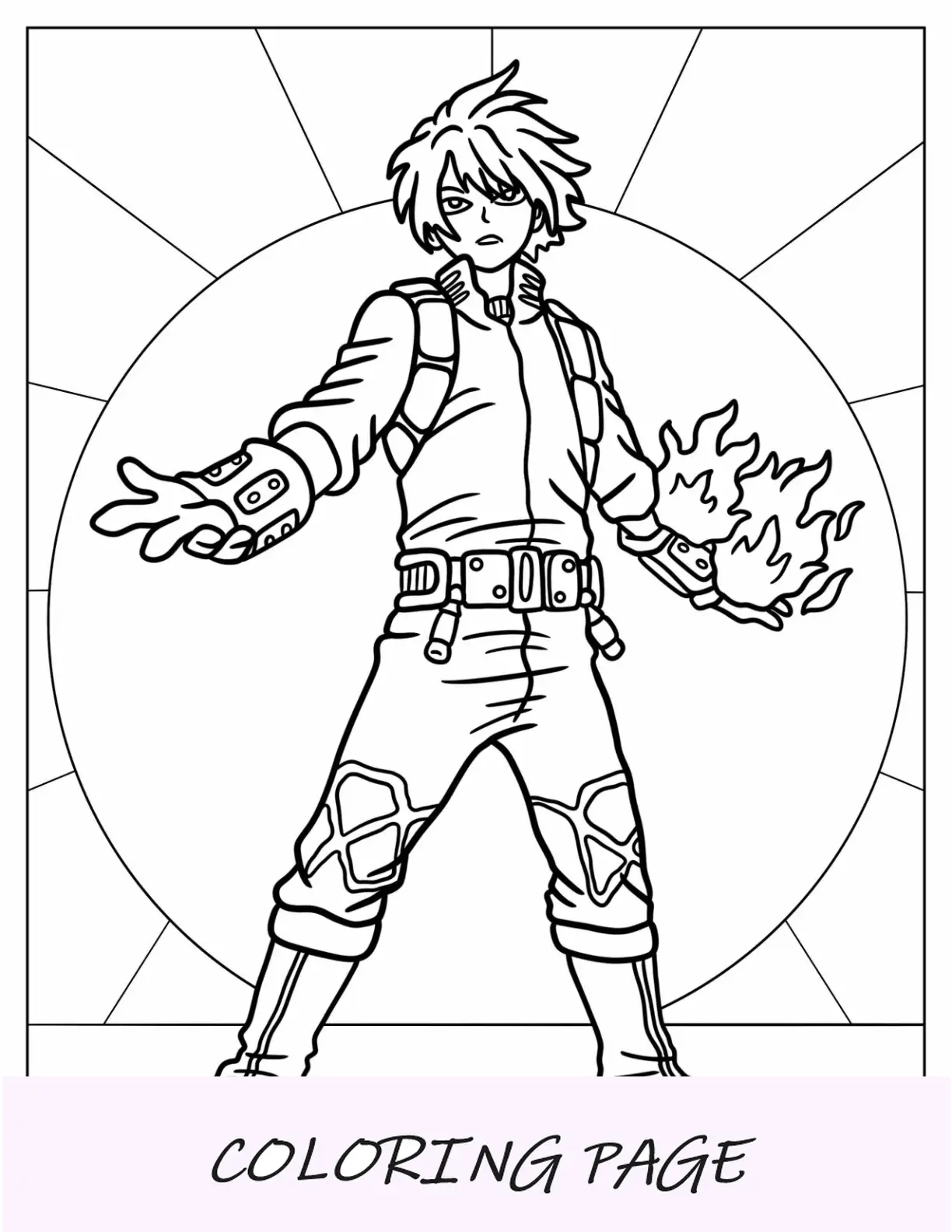 Página para colorir de My Hero Academia de Shouto Todoroki para crianças