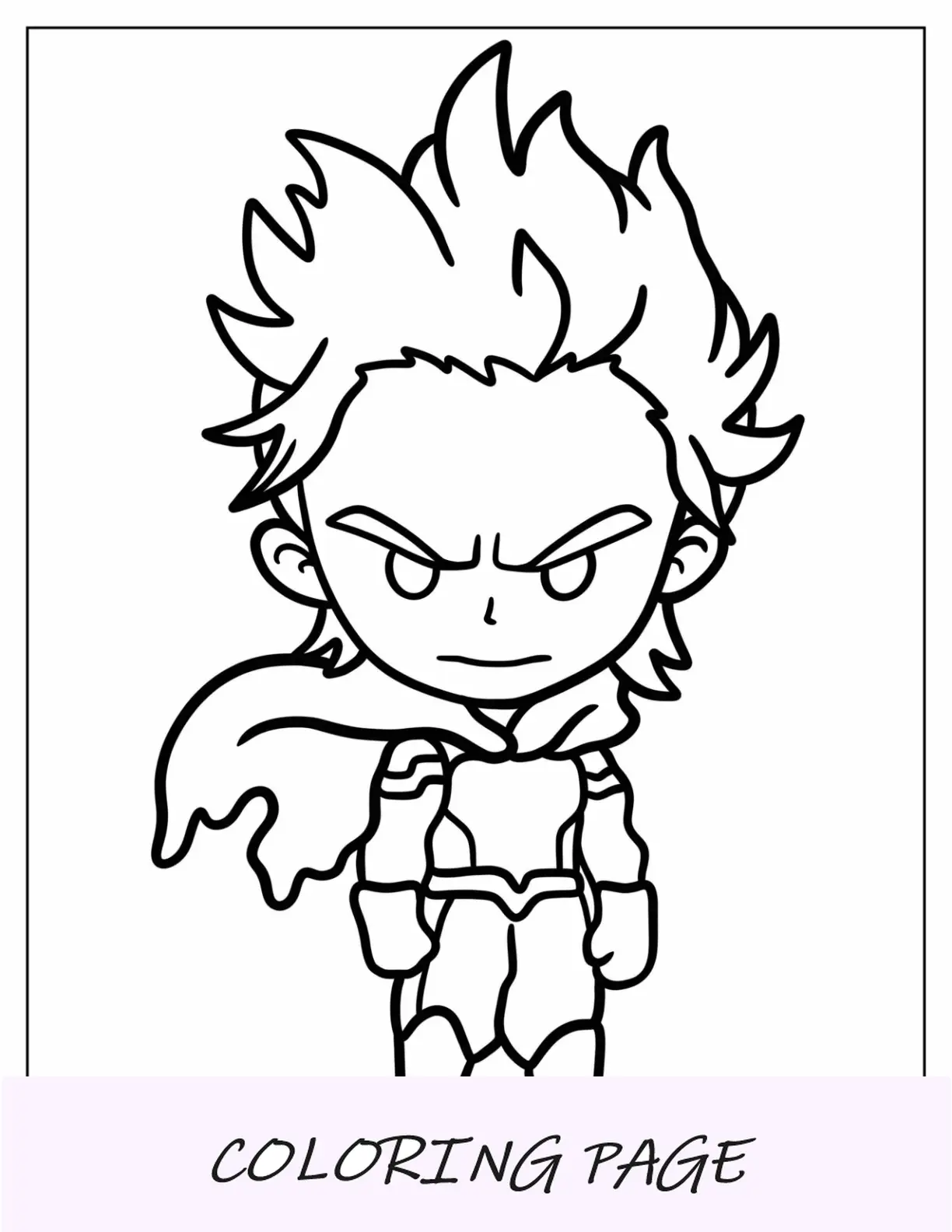 Página para colorir de My Hero Academia de Chibi Mirio Togata para crianças em idade pré-escolar