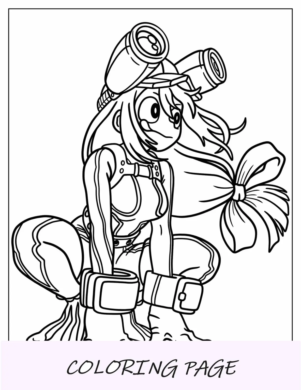 Página para colorir de My Hero Academia de Tsuyu Asui para crianças em idade pré-escolar