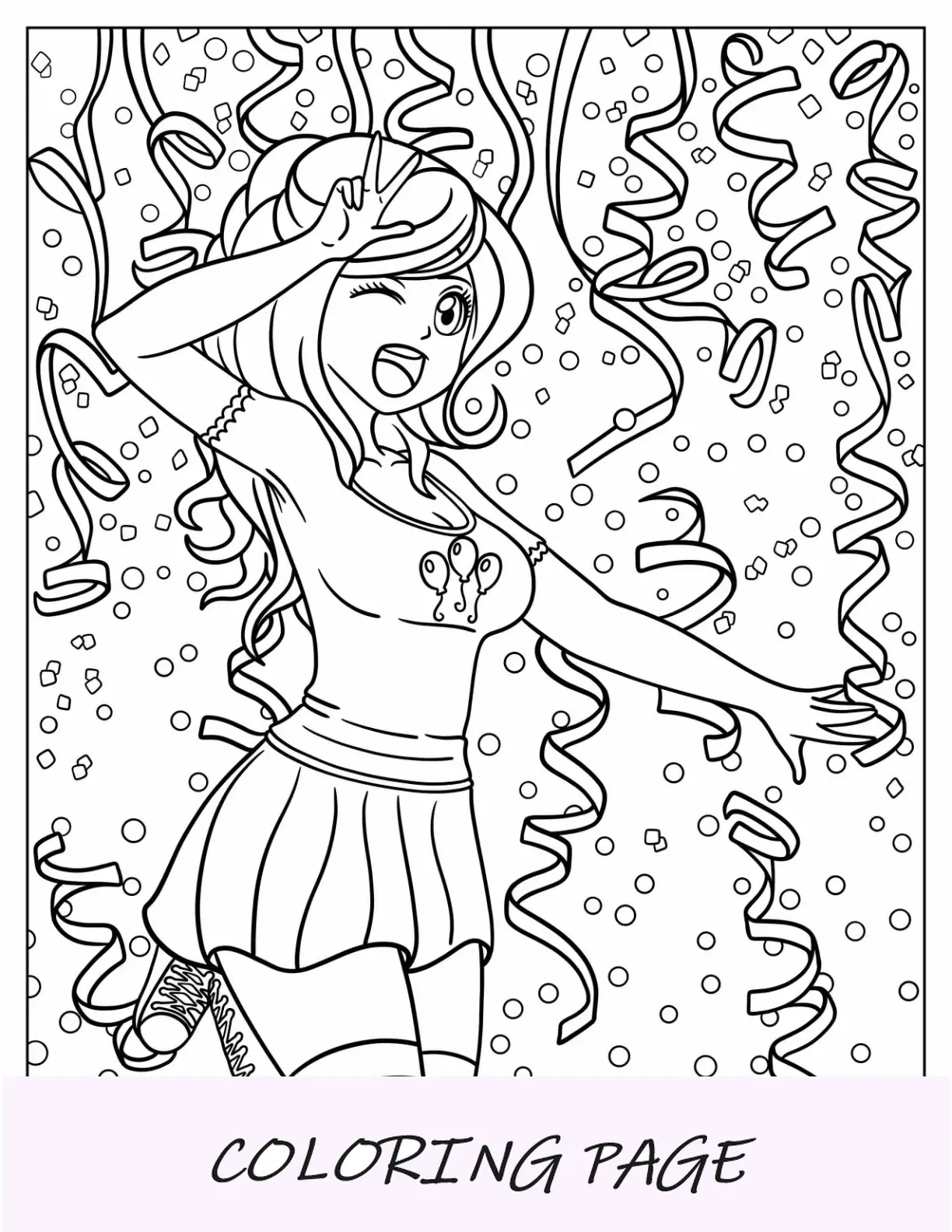 Página para colorir Pinkie Pie de Equestria Girls em uma festa