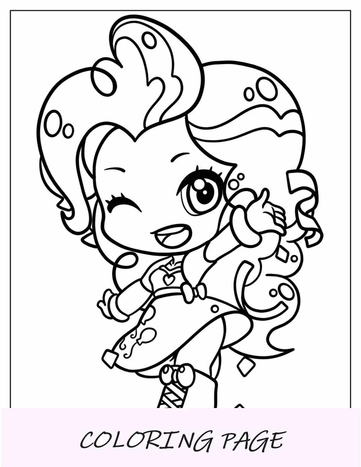 Página para colorir Chibi Kawaii Equestria Girls Pinkie Pie para crianças
