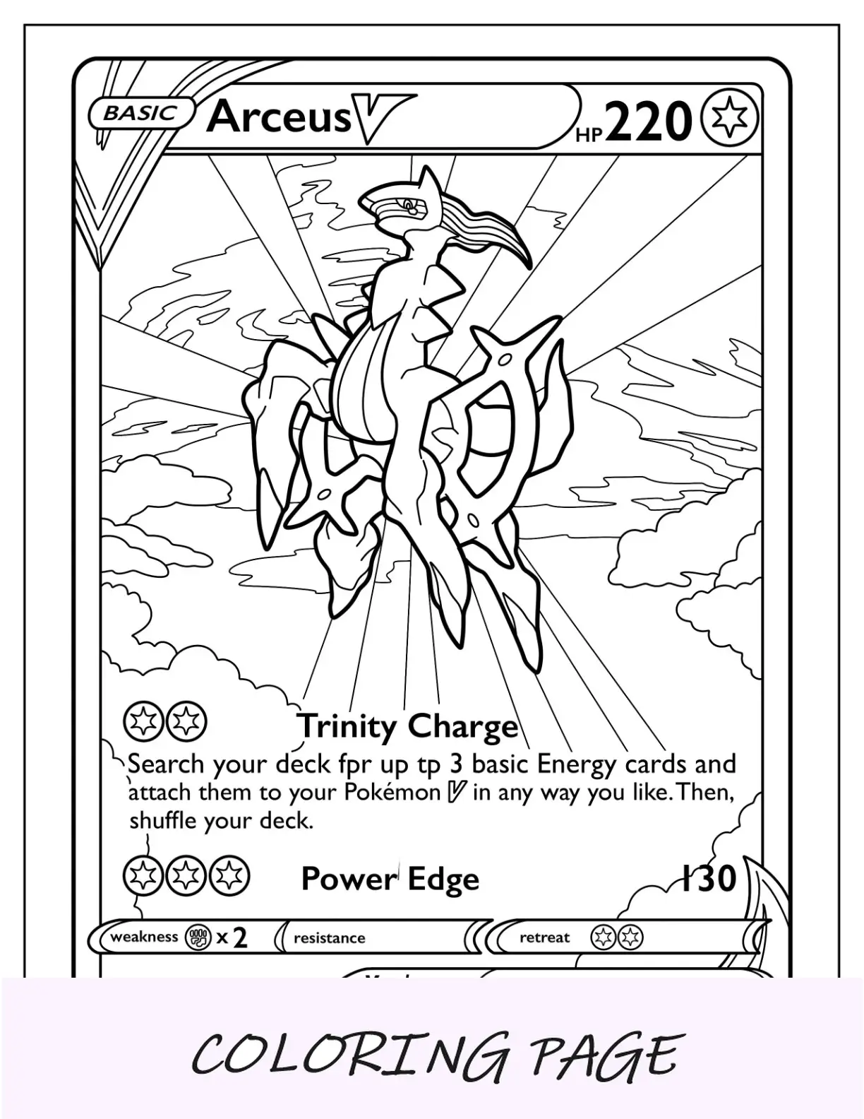 Página para colorir de Arceus Trinity Charge