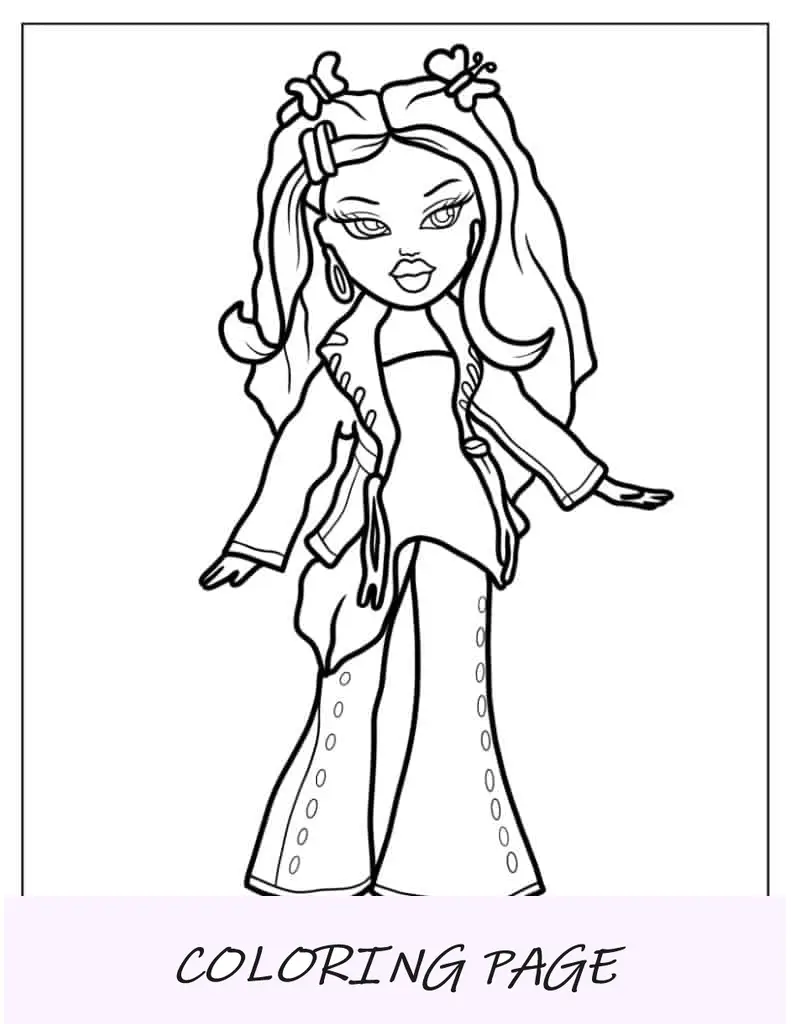 Esboço fácil de Bratz Cloe para crianças