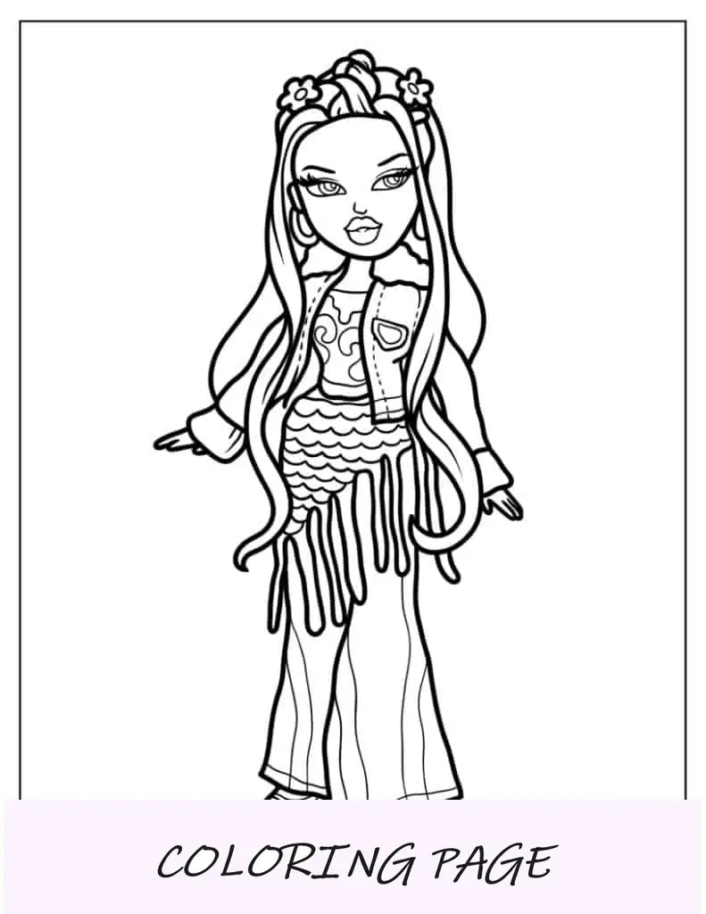 Hippie Yasmin Bratz para colorir