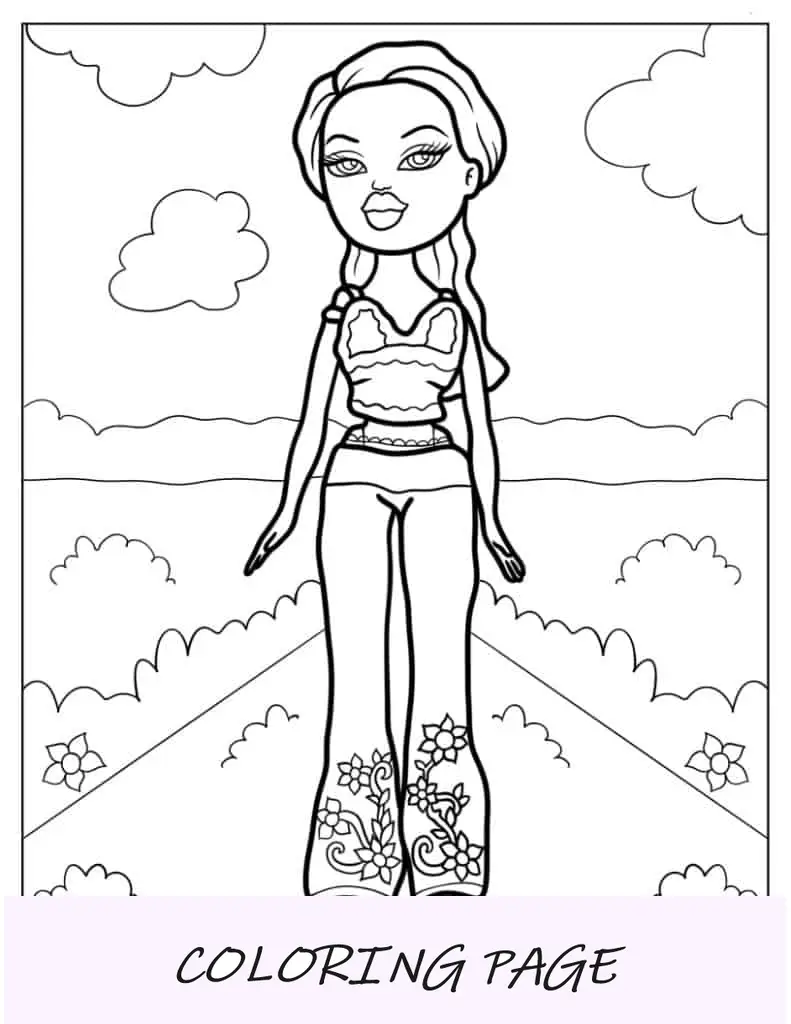 Contorno simples de Bratz Sasha para colorir