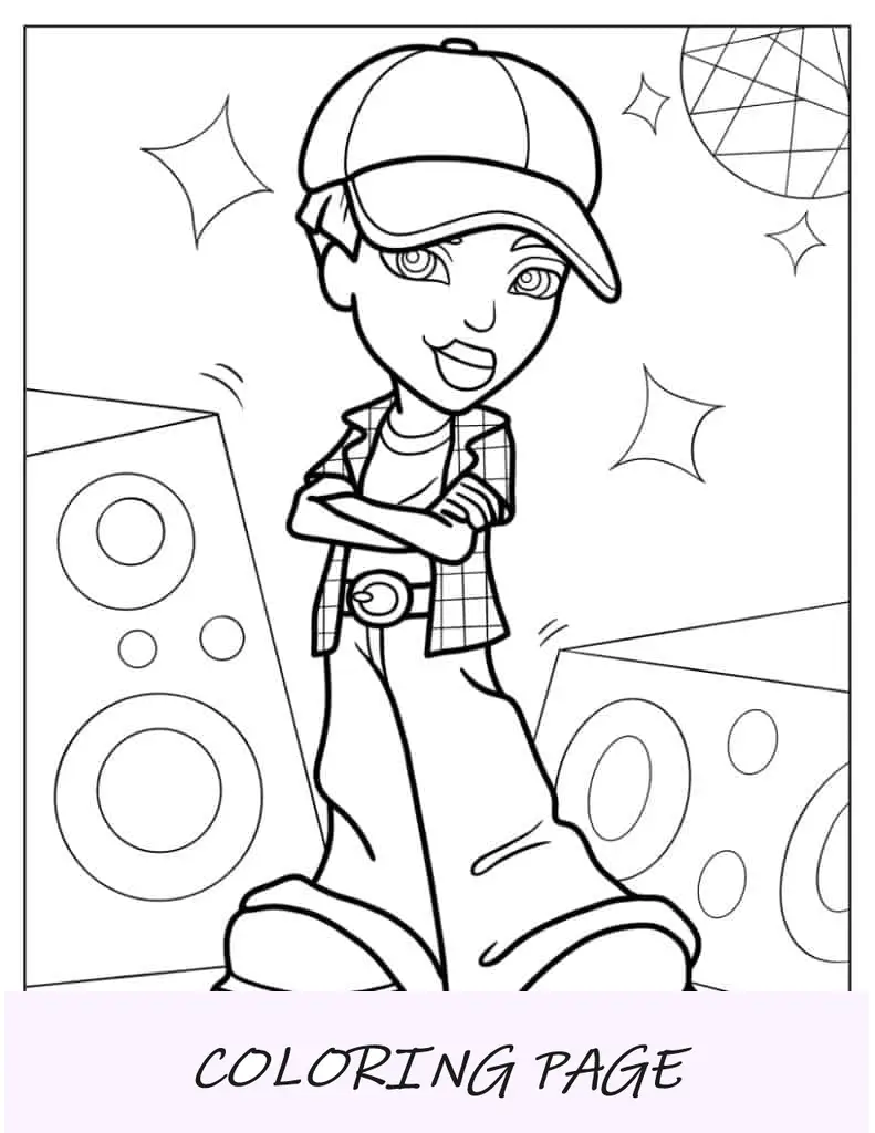Página para colorir de Bryce na discoteca