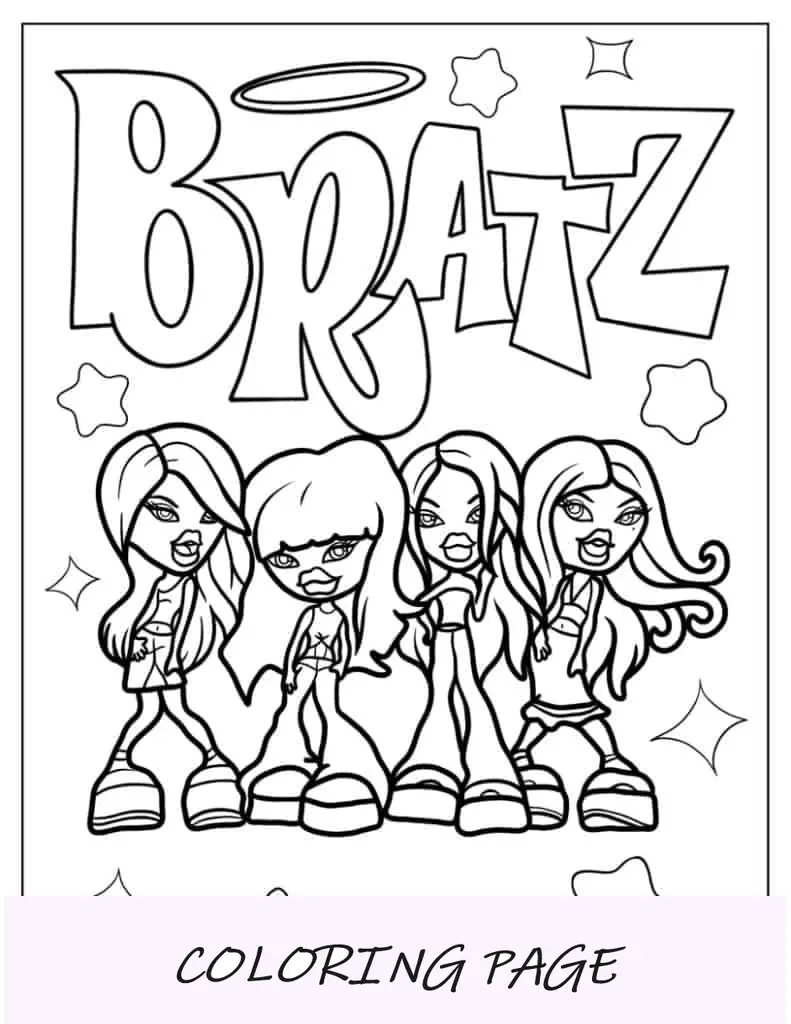 Página para colorir do pôster Bratz