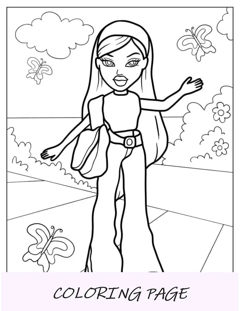 Folha para colorir de Cloe no jardim