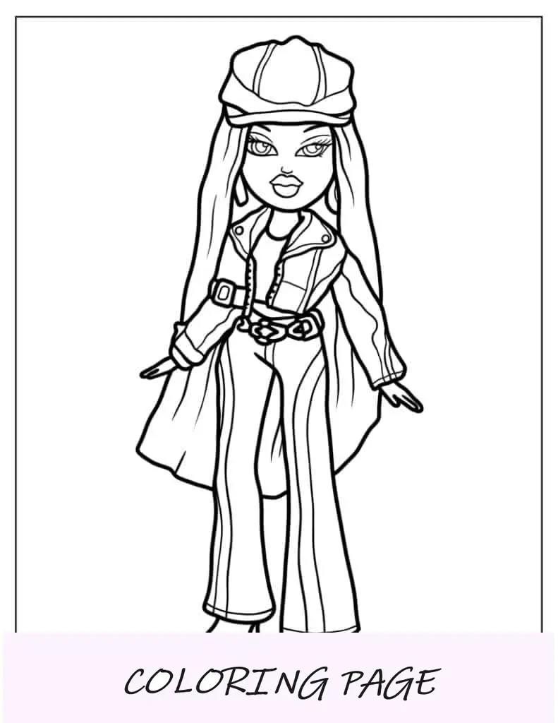 Esboço simples de Bratz Sasha para colorir