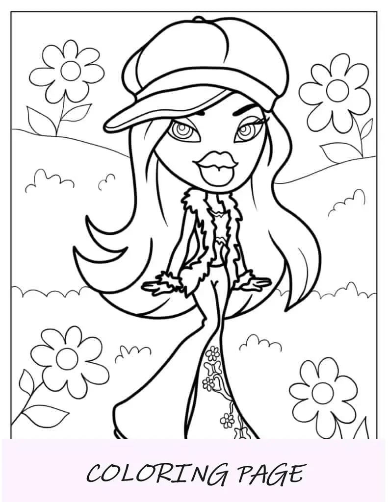 Kawaii Bratz Cloe para colorir para crianças em idade pré-escolar